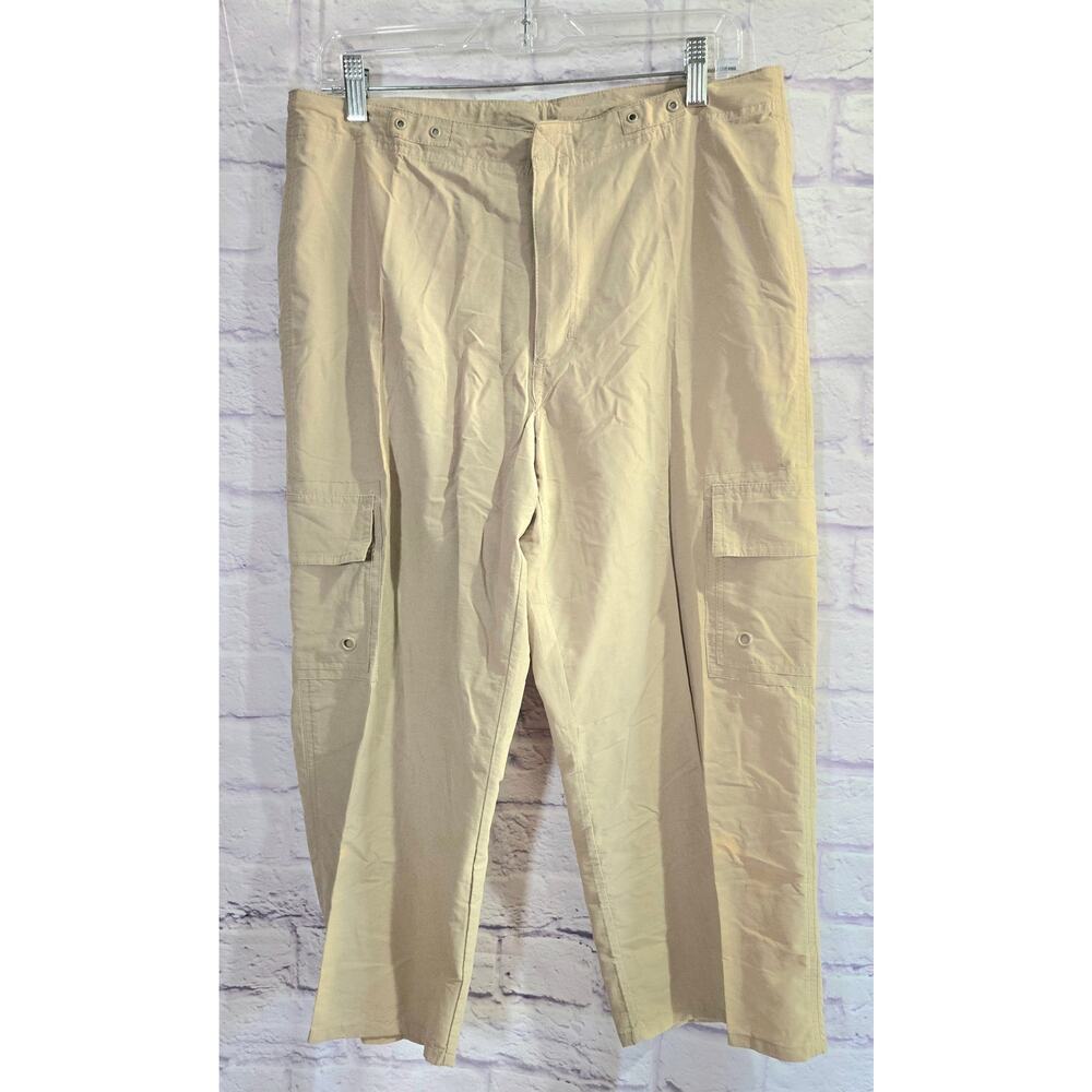 BW Sport Tan Flat Front Cropped Women's Pants 12 Lightweight Soft